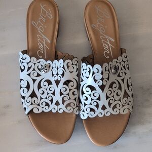 Brighton Nala Optic White Laser Cut Leather Sandal